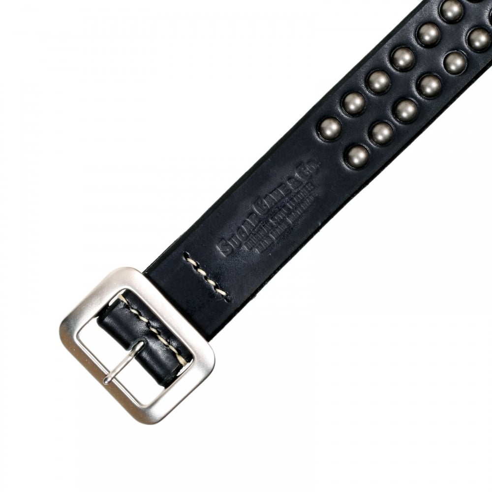 Mens Black Garrison SC02322 Leather Belt with Studs on Entire Length
