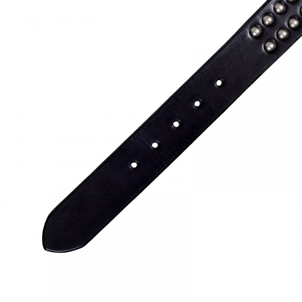 Mens Black Garrison SC02322 Leather Belt with Studs on Entire Length