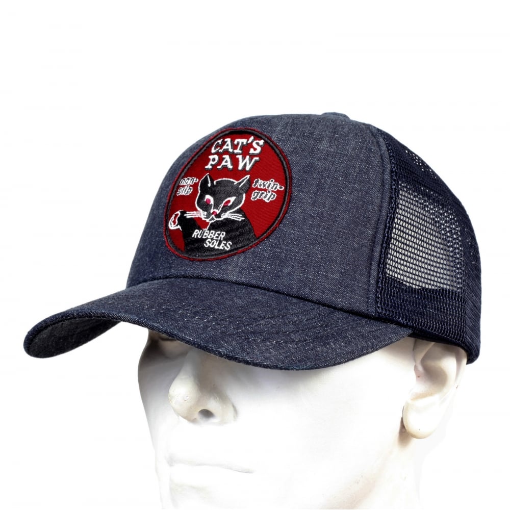 Mens CP02328 Denim Truckers Cap with Navy Mesh Back
