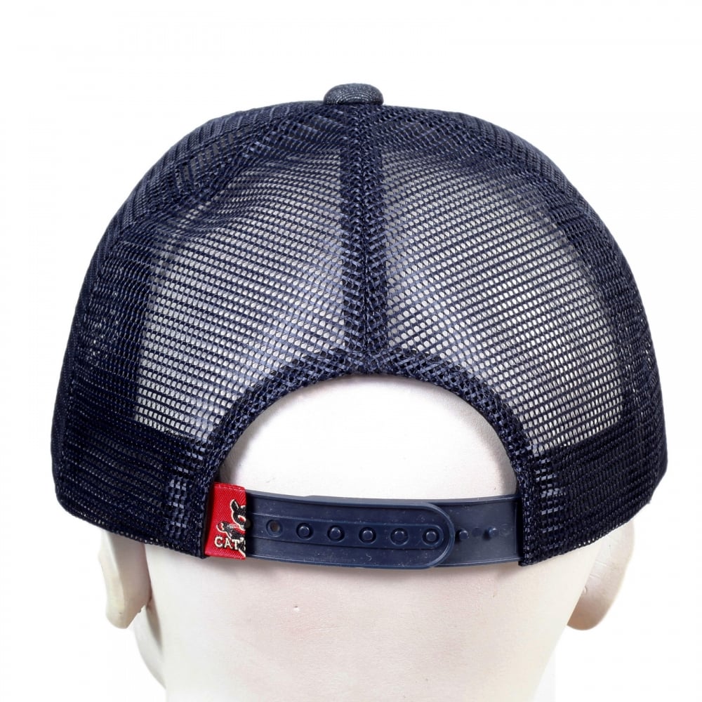 Mens CP02328 Denim Truckers Cap with Navy Mesh Back
