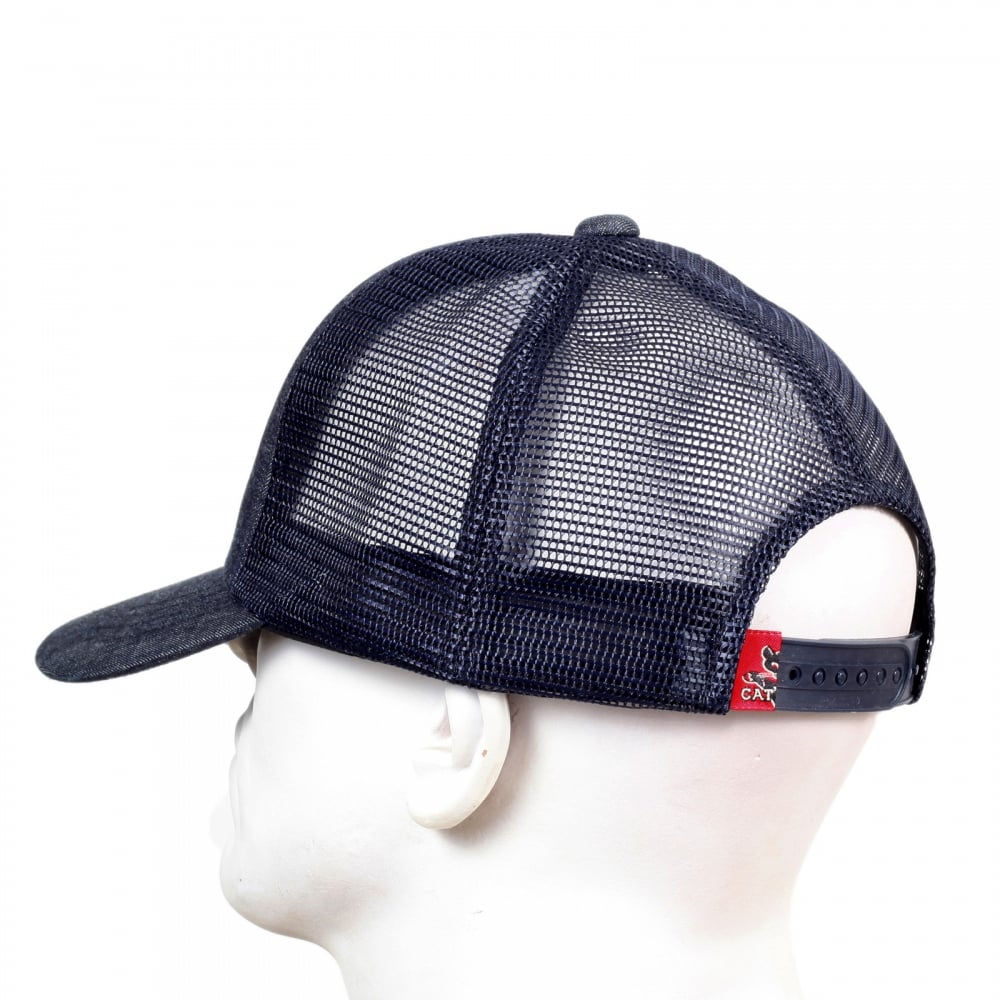 Mens CP02328 Denim Truckers Cap with Navy Mesh Back
