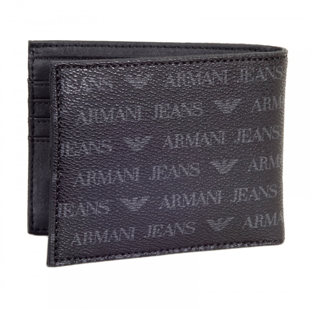 Logo 06V57 J4 Double Billfold 100% PVC Wallet Coin Pouch in Black
