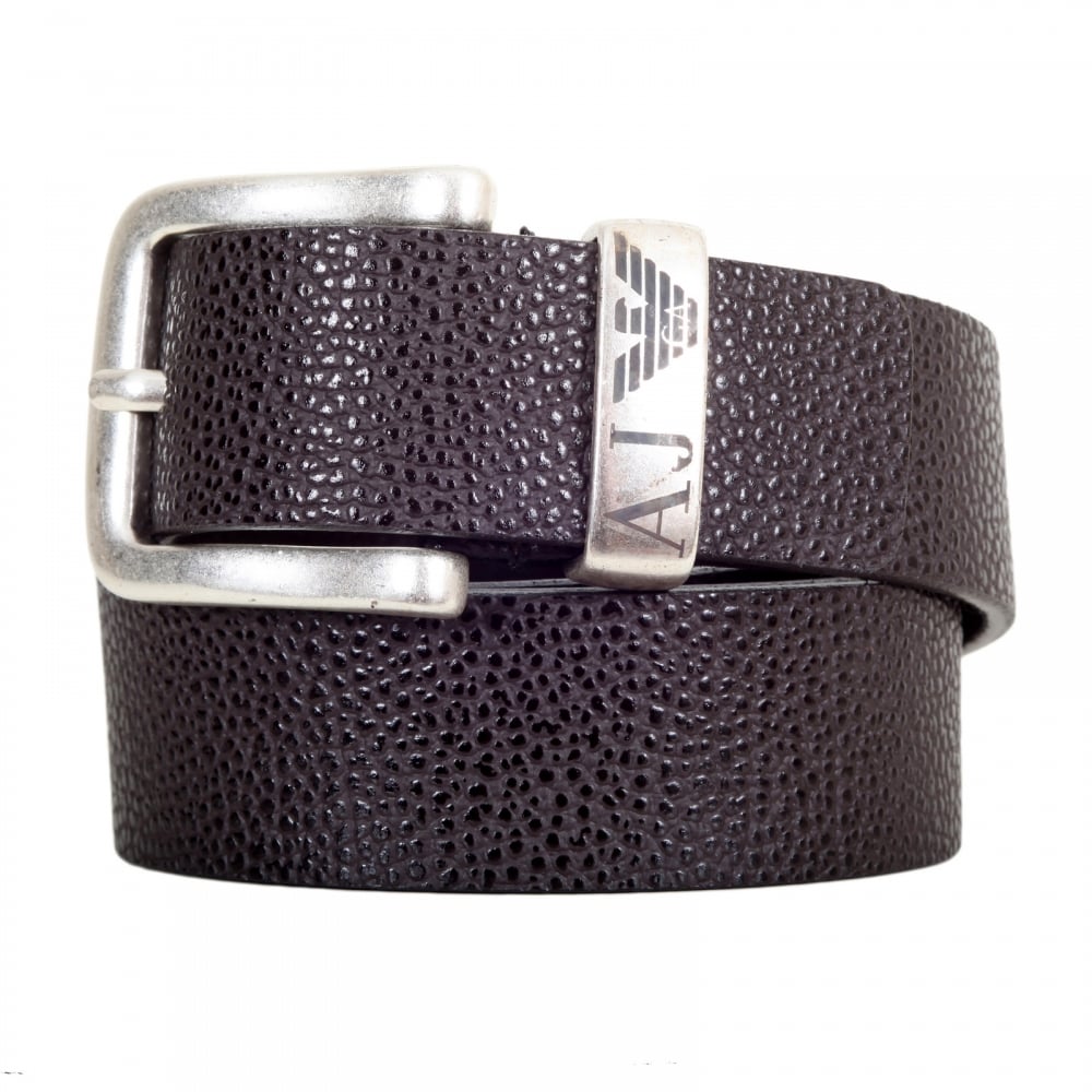 Dark Brown 06196 R6 Leather Belt with a Metal Rectangular Buckle and Belt Loop