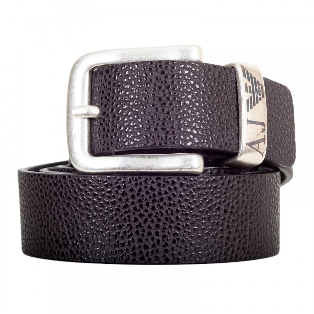 Dark Brown 06196 R6 Leather Belt with a Metal Rectangular Buckle and Belt Loop