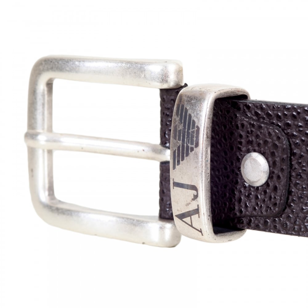 Dark Brown 06196 R6 Leather Belt with a Metal Rectangular Buckle and Belt Loop