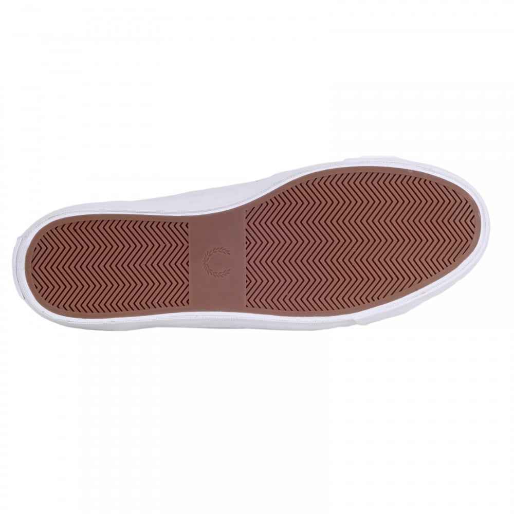 Mens White Leather Trainers with Kendrick Tipped Cuff and Rubber Sole