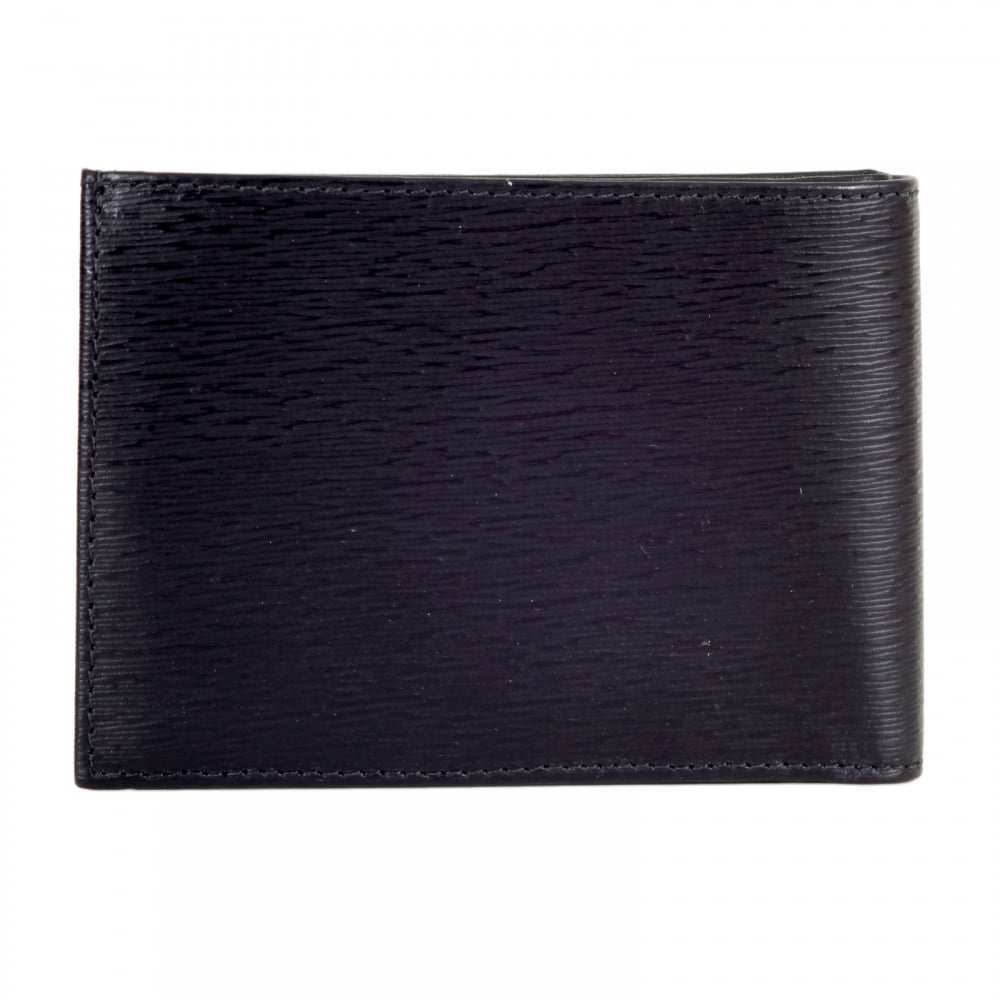 Mens Black Grain Leather Double Billfold Wallet  E3YMBPD3 with Coin Pouch and Eight Credit Card Space