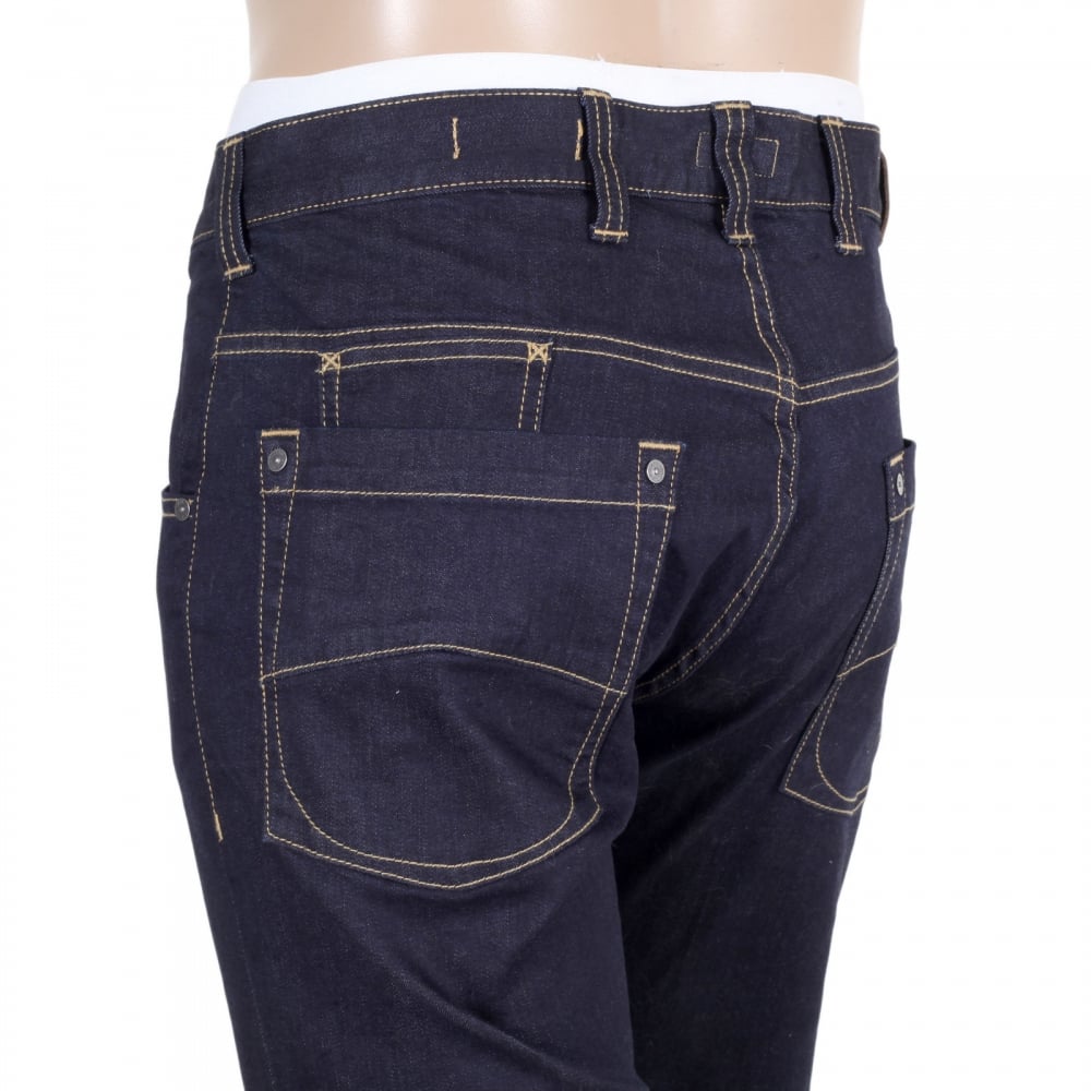 Mens Low Waist Regular Leg Button Fly Stretch Comfort Fabric J08 Dark Denim Jeans
