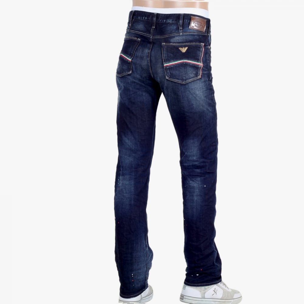 Made in Italy J91 Stretched Denim Jeans with Frayed Patches and Staining