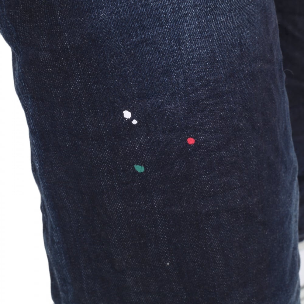 Made in Italy J91 Stretched Denim Jeans with Frayed Patches and Staining