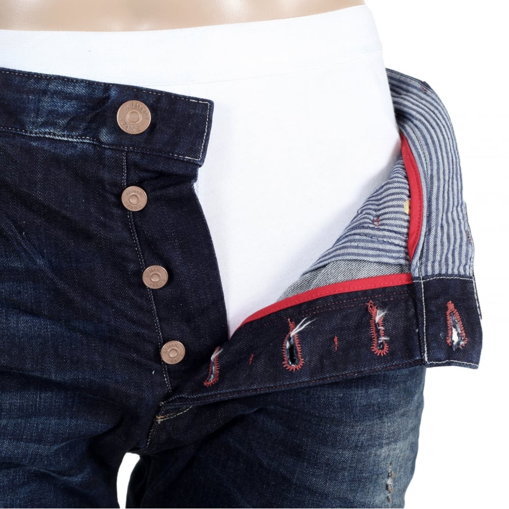 Made in Italy J91 Stretched Denim Jeans with Frayed Patches and Staining