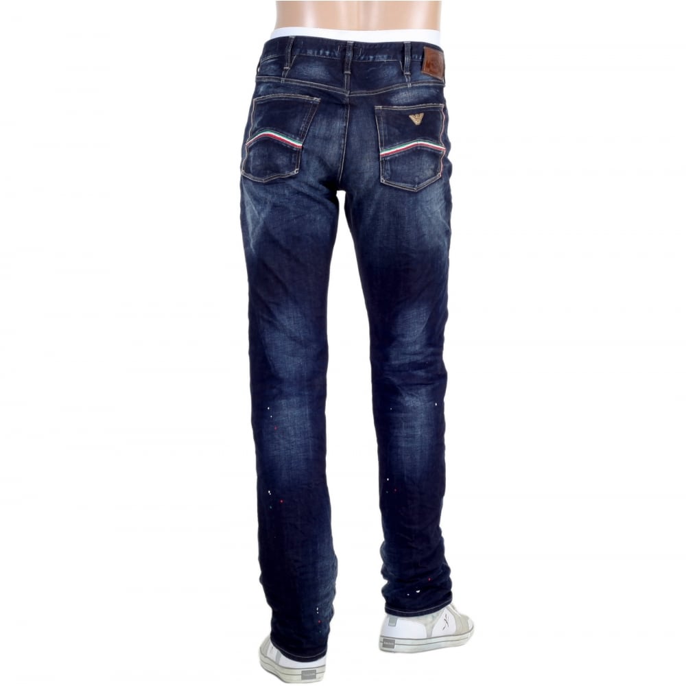 Made in Italy J91 Stretched Denim Jeans with Frayed Patches and Staining