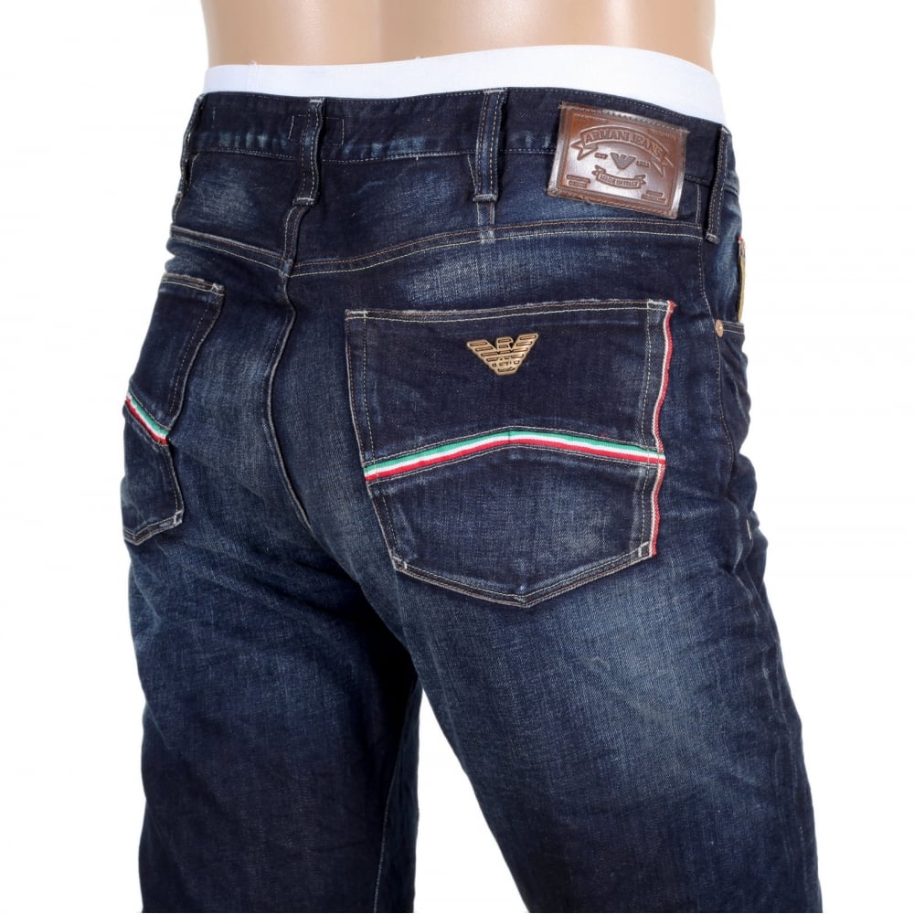 Made in Italy J91 Stretched Denim Jeans with Frayed Patches and Staining