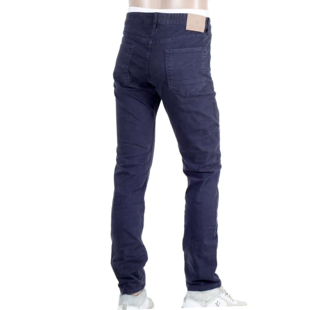 Ralston Regular Slim Fit Navy Jeans with Three Individual Coloured Fly Buttons
