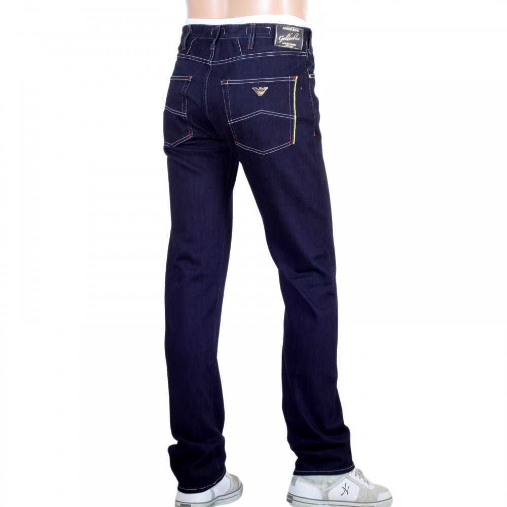 Rich Dark Indigo Luxury Edition Goldenblue J45 Made in Italy Jeans for Men with Coloured Selvedge Trim Pocket