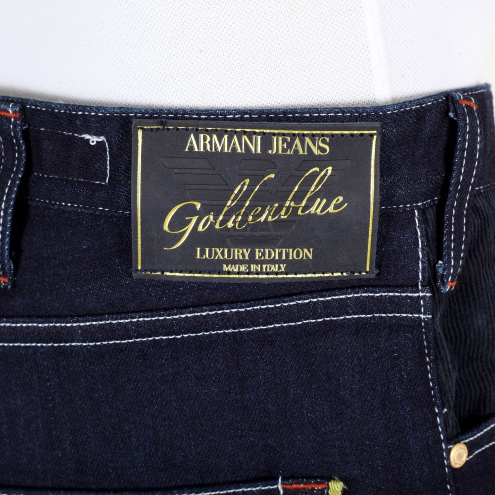Rich Dark Indigo Luxury Edition Goldenblue J45 Made in Italy Jeans for Men with Coloured Selvedge Trim Pocket