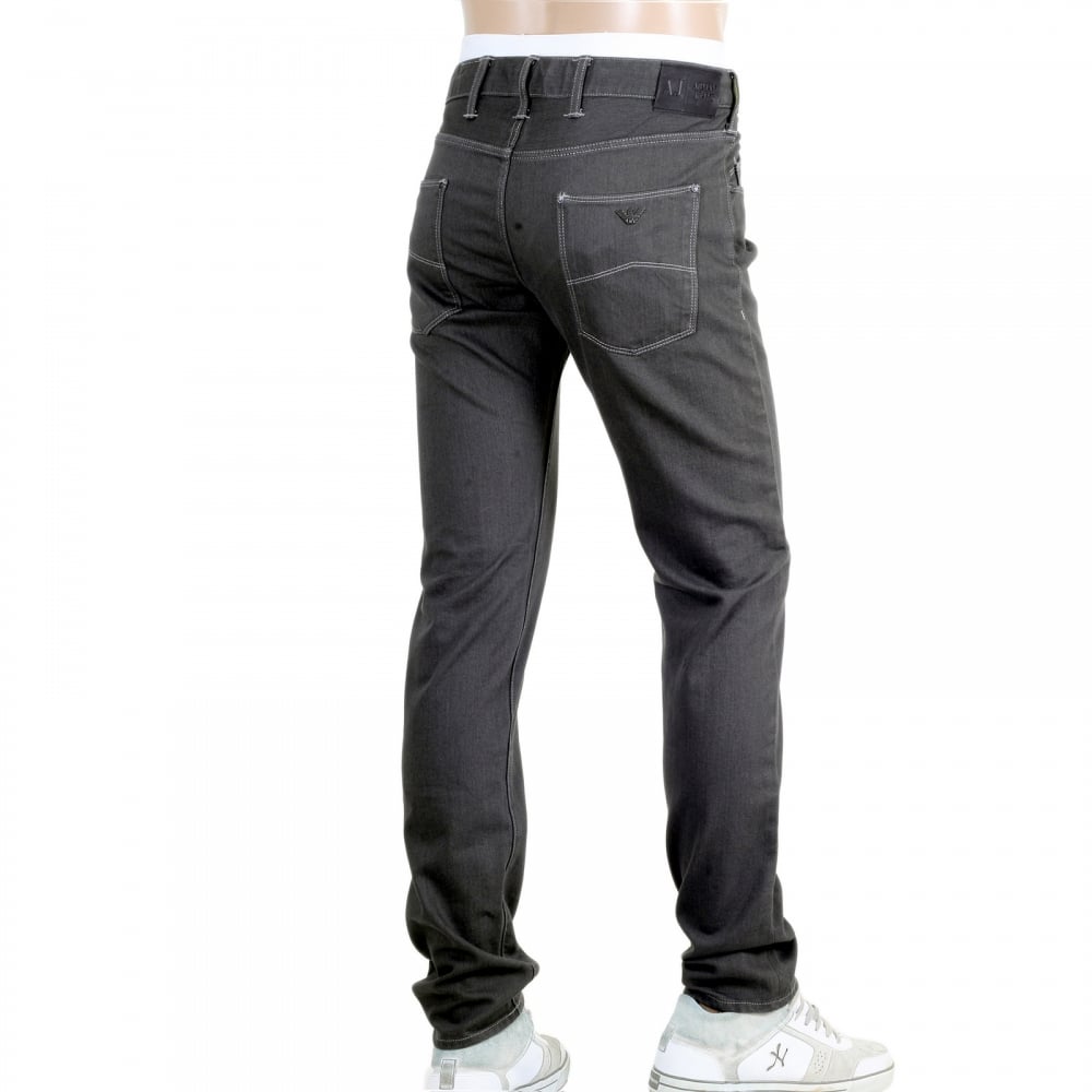 Washed Grey Comfort Fabric J20 Extra Slim Fit Low Waist Tight Leg Button Fly Jeans for Men