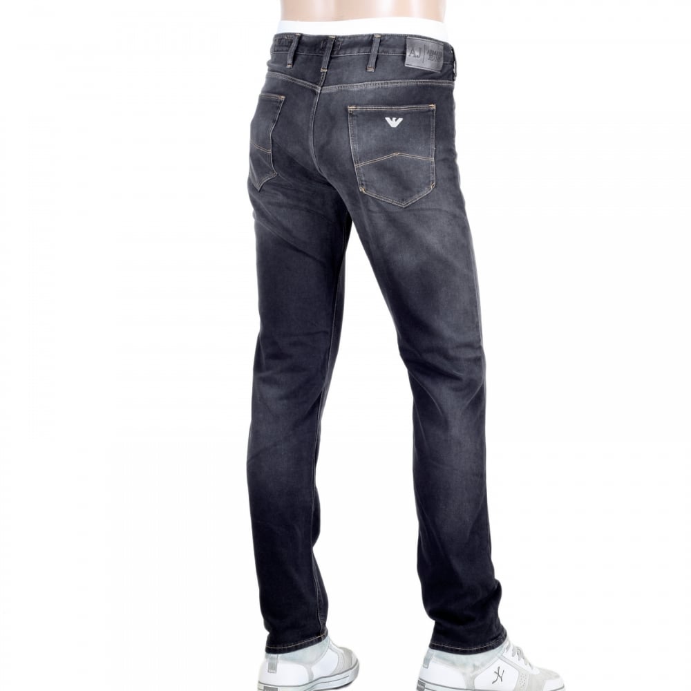 Mens Washed Black Slim Fit Low Waist J06 Tight Leg Zip Fly Denim Jeans
