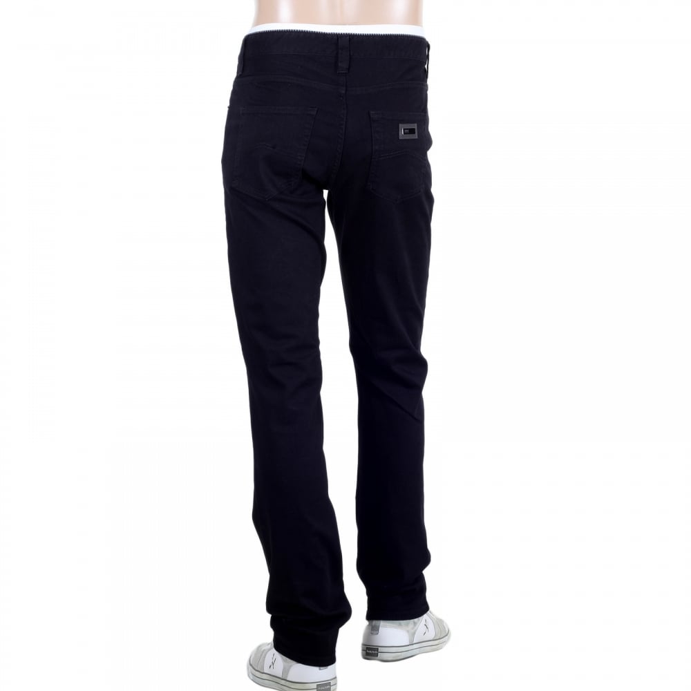 Mens Stretch J15 Regular Fit Medium Waist Straight and Tight Leg Stretch Black Denim Jeans