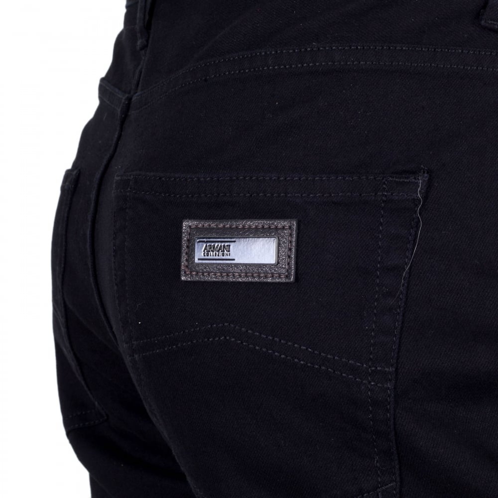 Mens Stretch J15 Regular Fit Medium Waist Straight and Tight Leg Stretch Black Denim Jeans