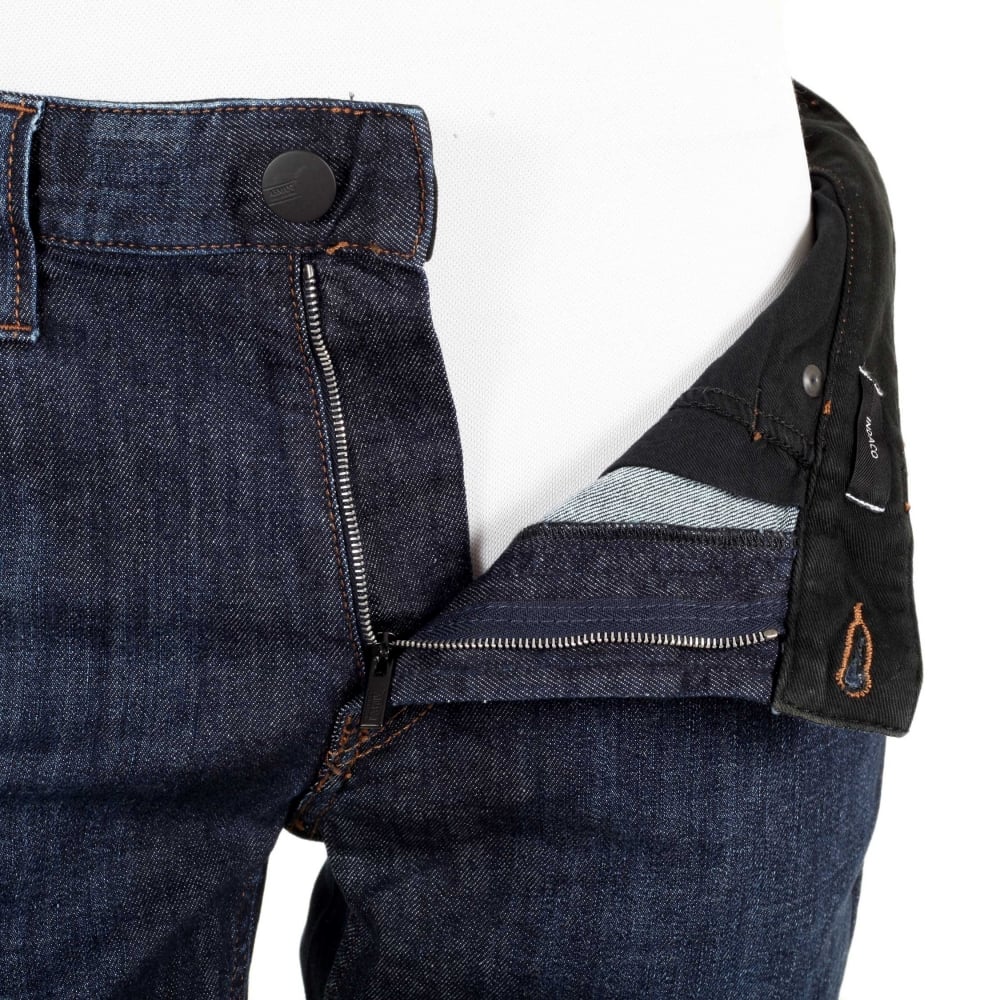 J15 Regular Fit Medium Waist Straight and Tight Leg Stretch Blue Denim Jeans with Faded Front and Back