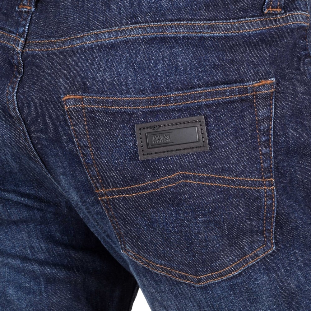 J15 Regular Fit Medium Waist Straight and Tight Leg Stretch Blue Denim Jeans with Faded Front and Back