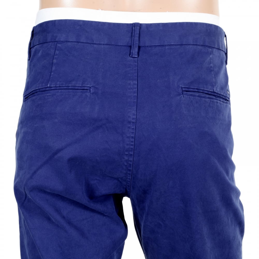 Mens Regular Slim Fit Stuart Stretch Cotton Chinos in Cobalt Blue