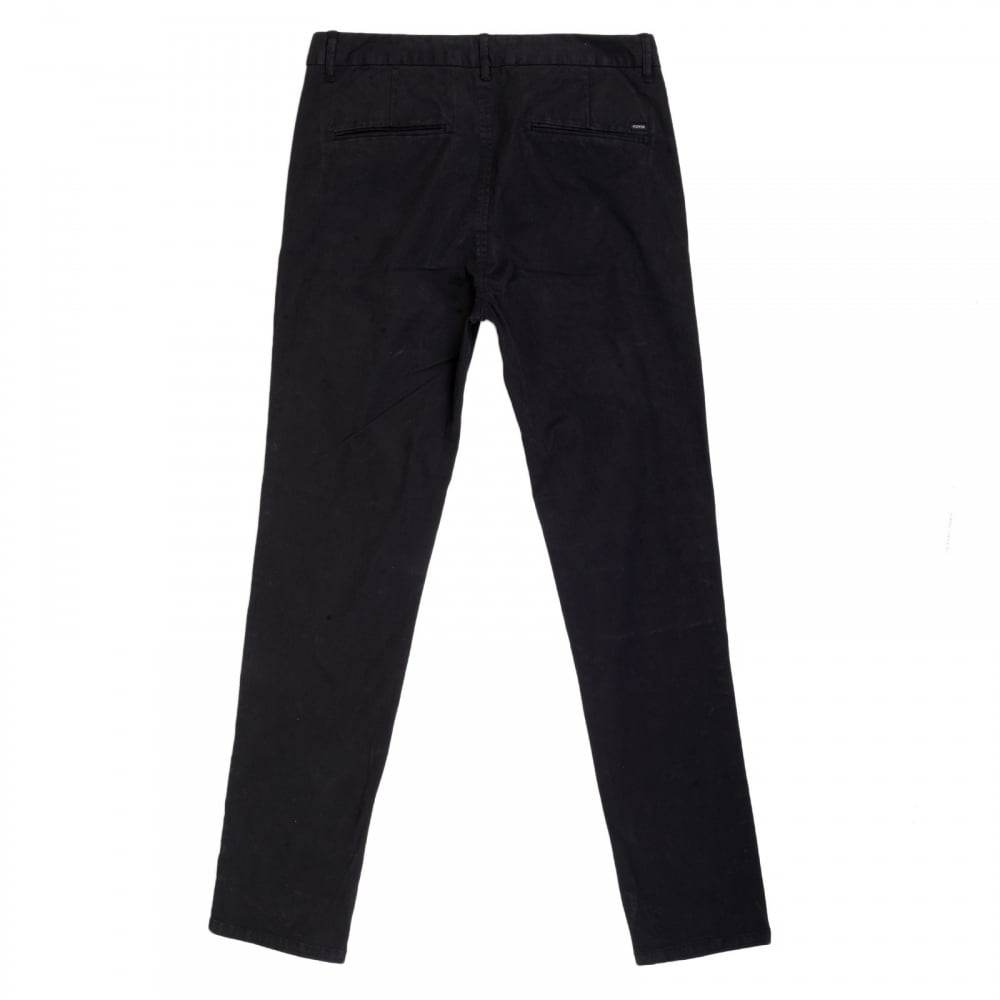 Mens Black Stuart Stretch Cotton Slim Fit Chinos with Zip Fly