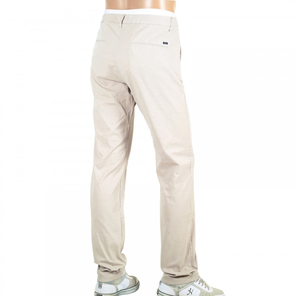 Regular Slim Fit Stone Stretch Cotton Stuart Chinos with Zip Fly for Men