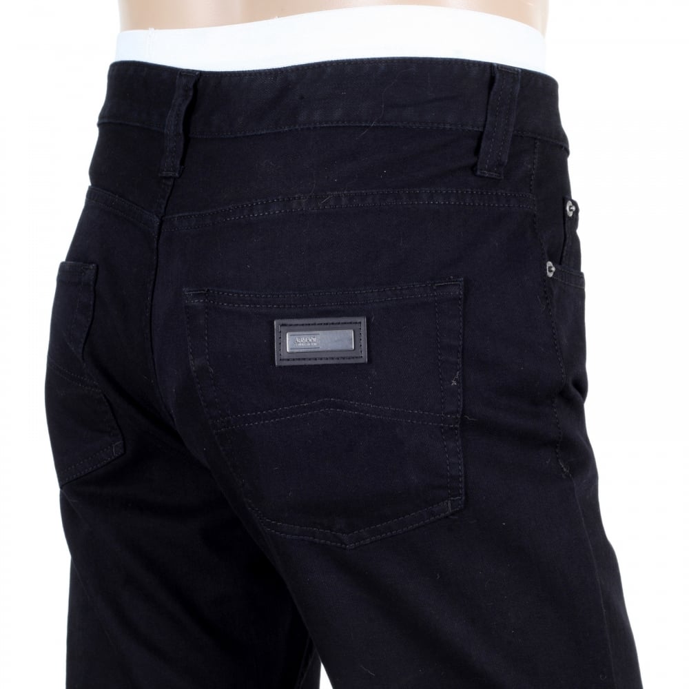 Black Regular Fit Straight and Tight Leg Stretch Cotton J15 Denim Jeans