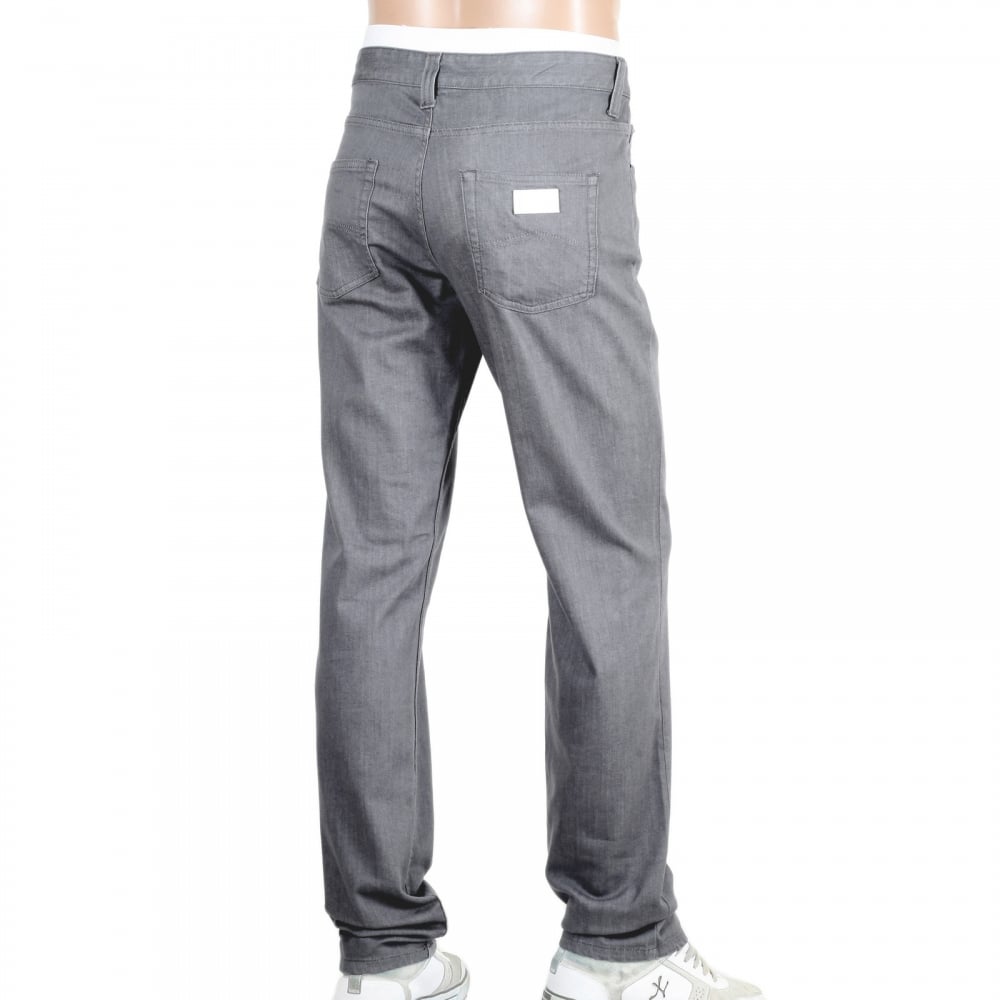 Mens Regular Fit J15 Grey Straight and Tight Leg Stretch Denim Jeans with Zip Fly