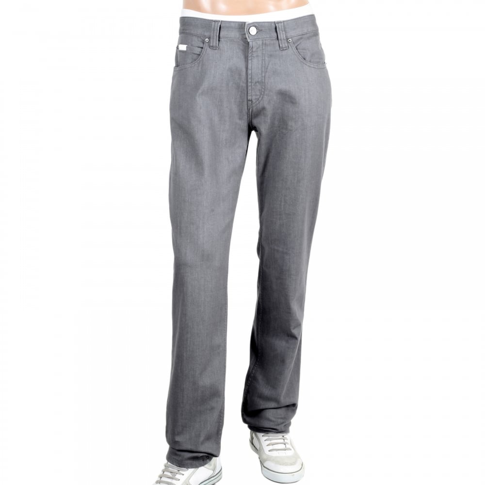 Mens Regular Fit J15 Grey Straight and Tight Leg Stretch Denim Jeans with Zip Fly