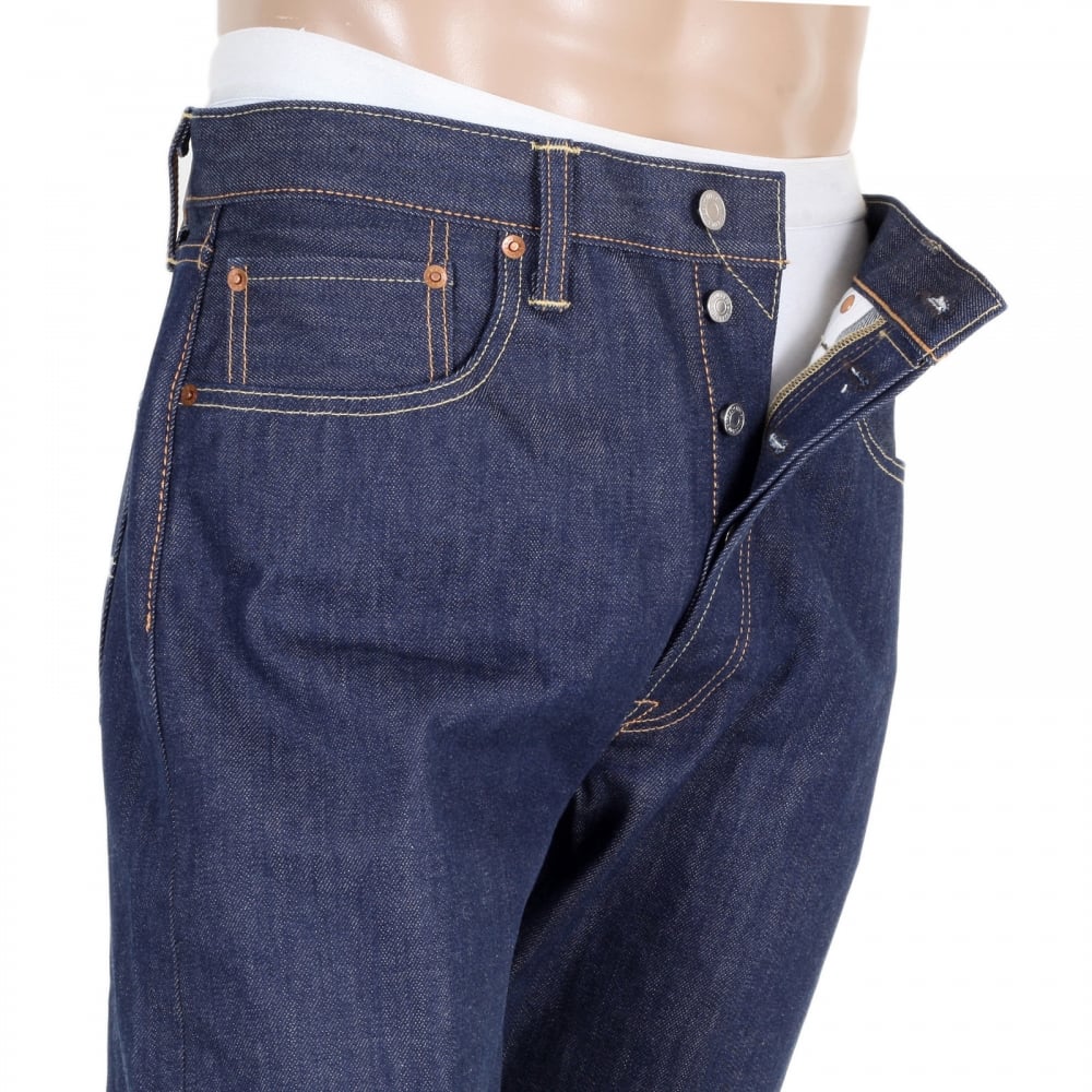 Mens Custom Tapered Fit 501 Celebration Jeans in Blue with Rinsed Finish