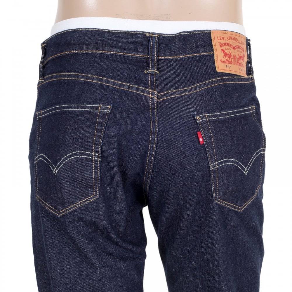 Mens Slim Fit 511 Iron Rockcod Hard Wearing Low Waist Jeans in Dark Blue
