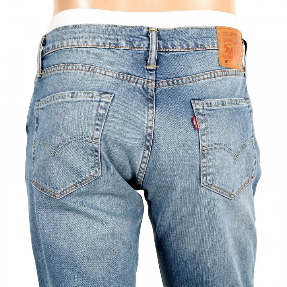 511 Slim Fit Lower Waist Light Blue Iron Harbour Jeans with Fading and Whiskering