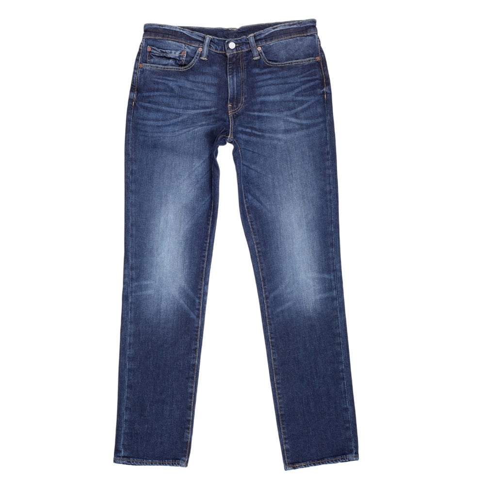 Lower Waist Iron Brutus 511 Slim Fit Jeans in Mid Blue with Fading and Whiskering
