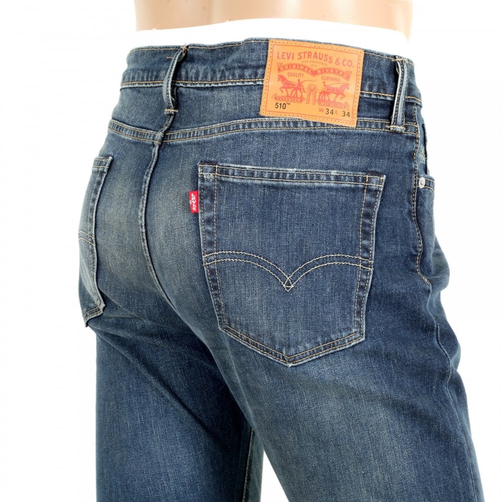 Vintage Style Stretch Denim 510 Skinny Fit Jeans with Hard Washed Finish