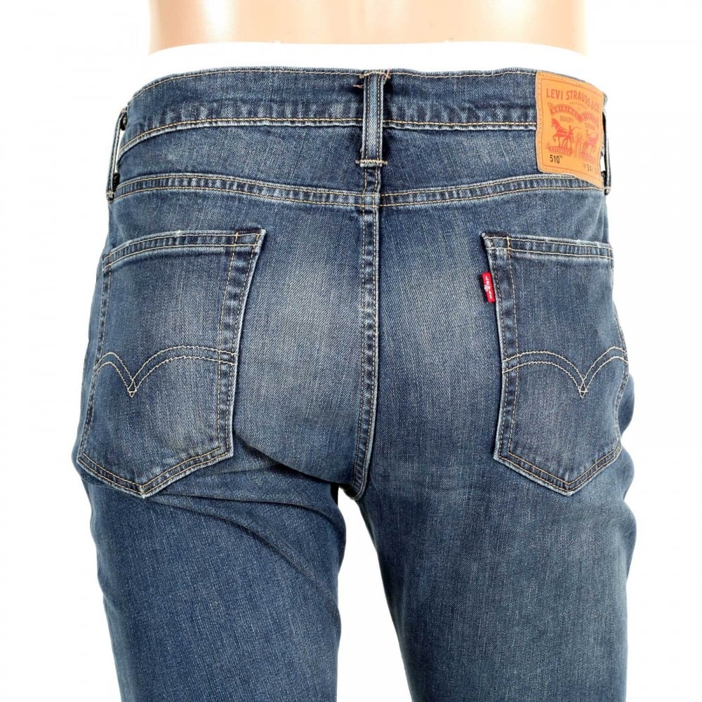 Vintage Style Stretch Denim 510 Skinny Fit Jeans with Hard Washed Finish