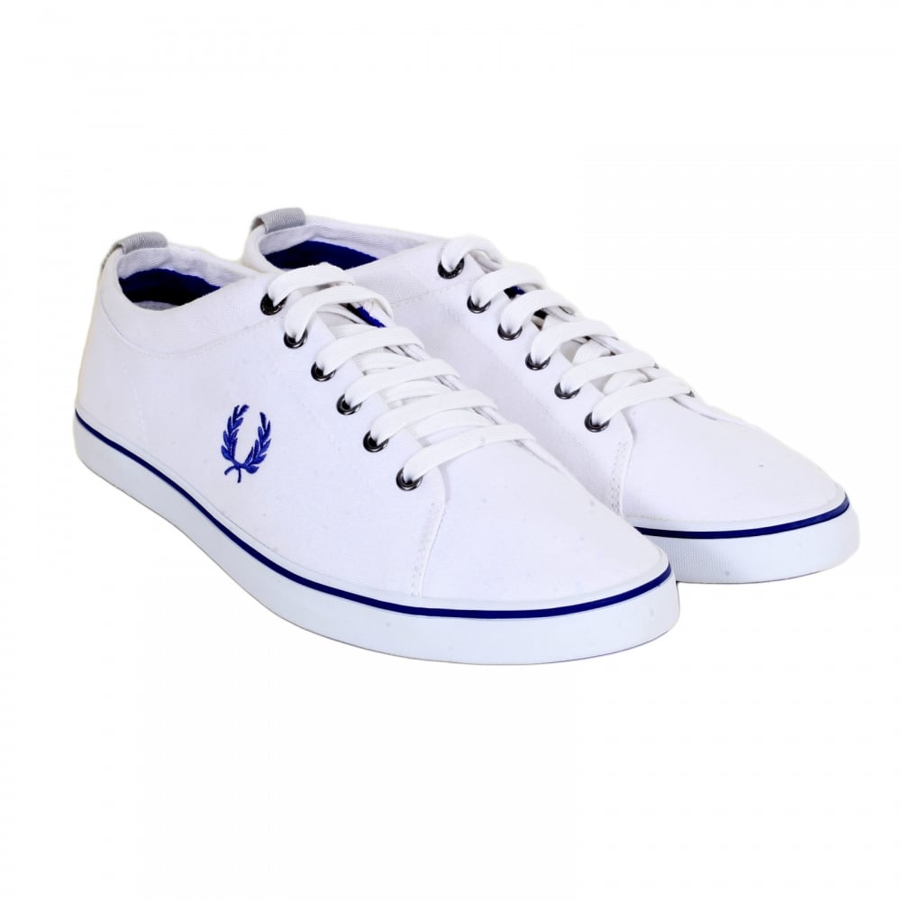 Hallam Twill White Canvas Trainers from Men with 2 Brand Embossed Metal Eyelets