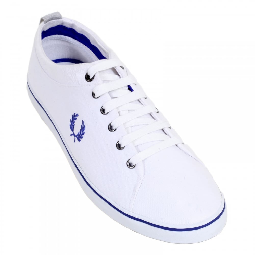 Hallam Twill White Canvas Trainers from Men with 2 Brand Embossed Metal Eyelets