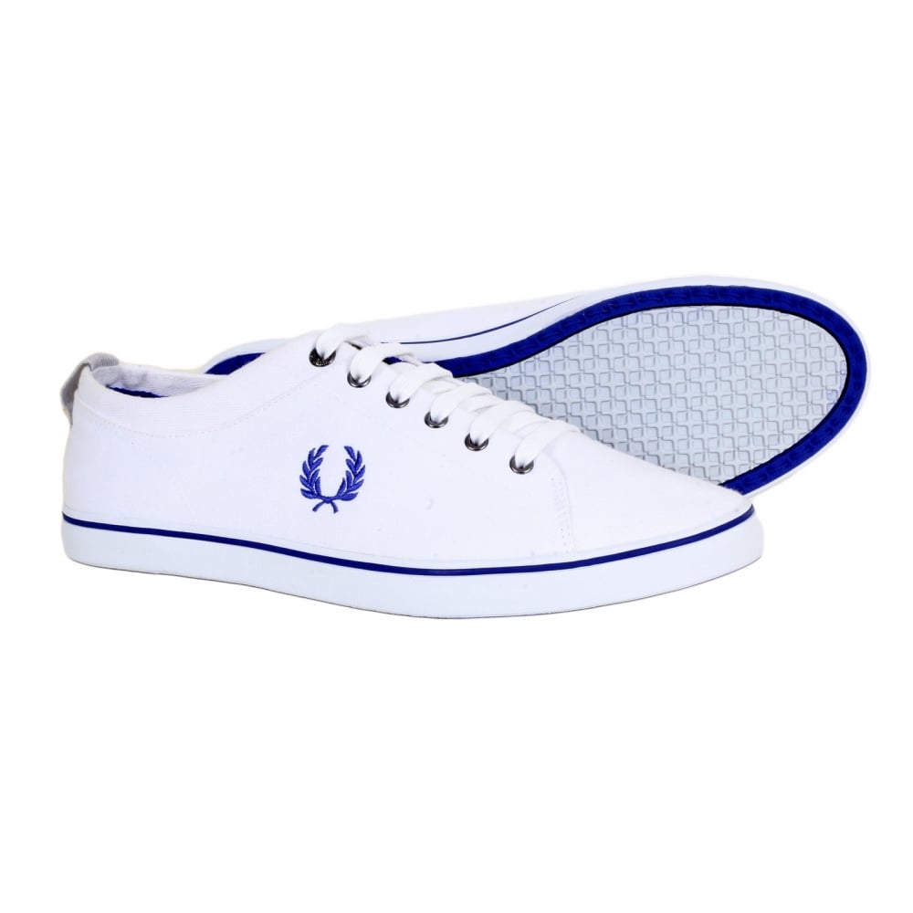 Hallam Twill White Canvas Trainers from Men with 2 Brand Embossed Metal Eyelets