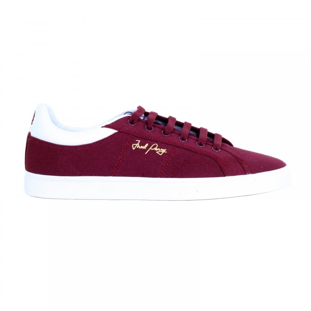 Sidespin Round Toe Port Canvas Trainers for Men with Gold Print Text Logo on Outstep