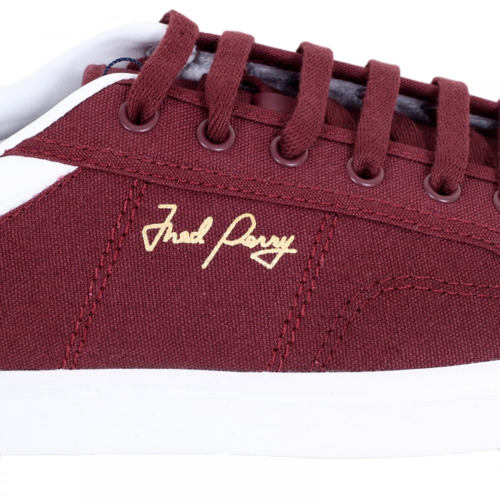Sidespin Round Toe Port Canvas Trainers for Men with Gold Print Text Logo on Outstep