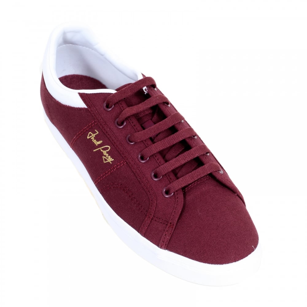 Sidespin Round Toe Port Canvas Trainers for Men with Gold Print Text Logo on Outstep