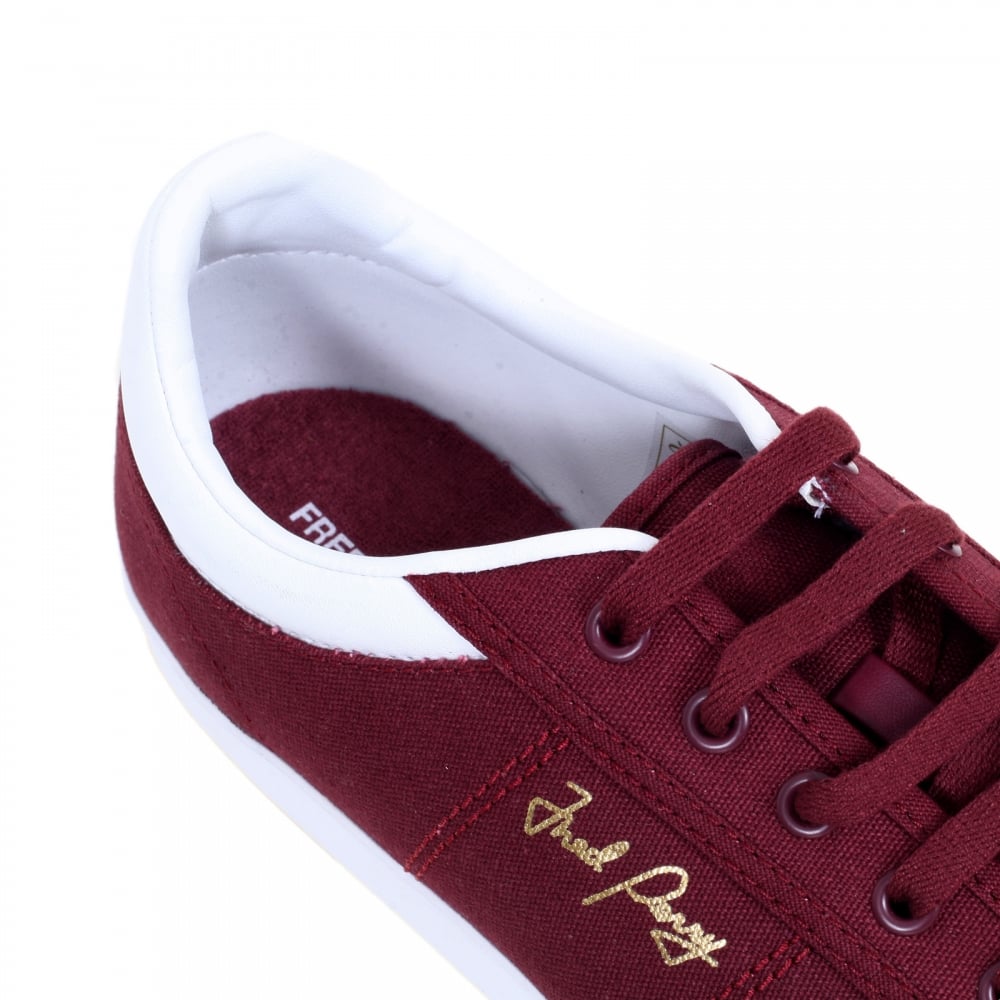 Sidespin Round Toe Port Canvas Trainers for Men with Gold Print Text Logo on Outstep