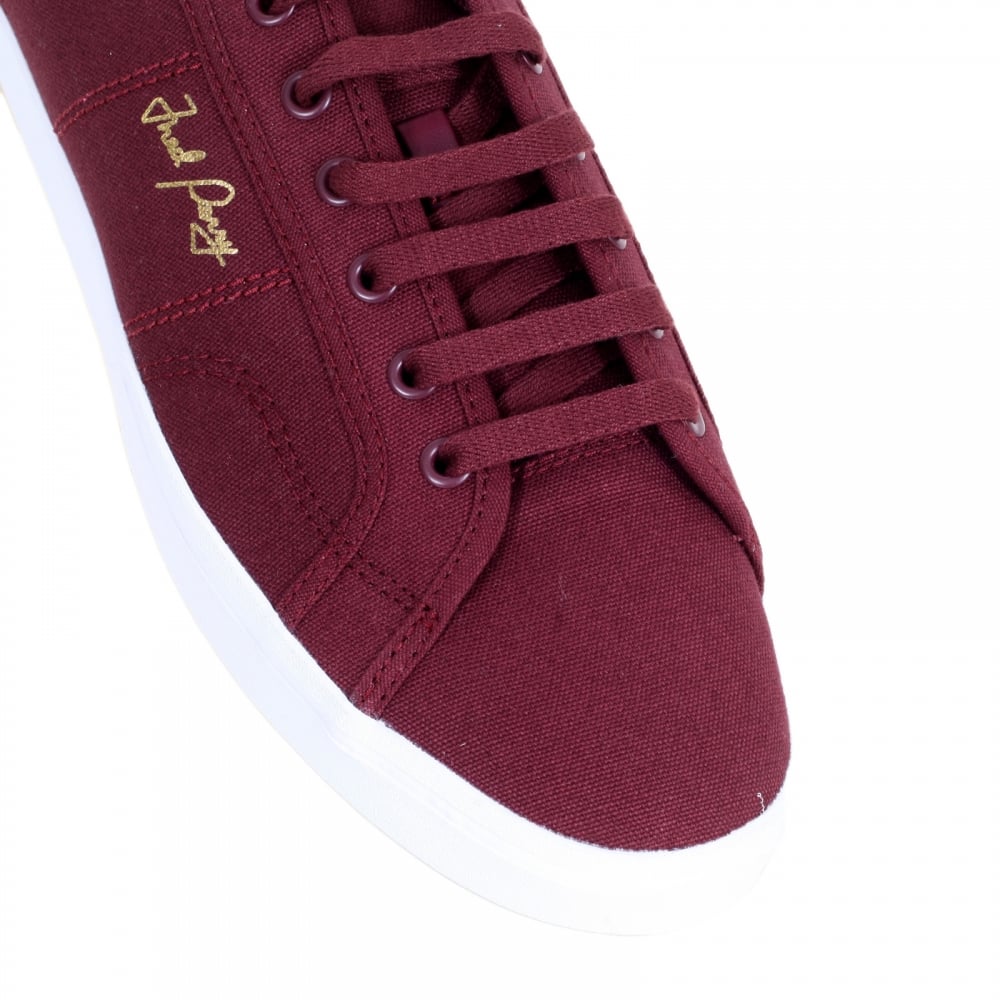 Sidespin Round Toe Port Canvas Trainers for Men with Gold Print Text Logo on Outstep