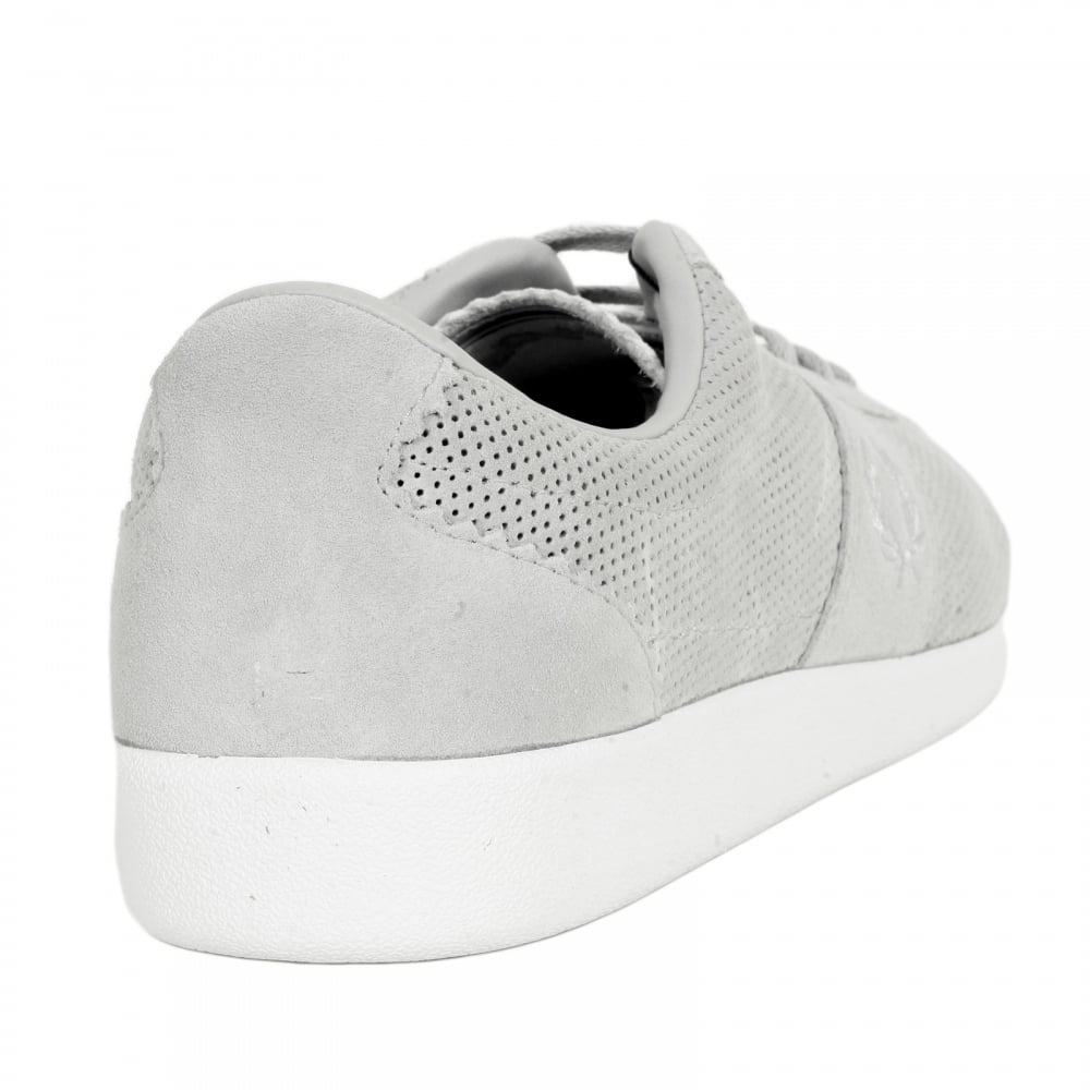 Mens Stockport Unlined Grey Suede Trainers with Self Coloured Laurel Leaf Embroidered Logo