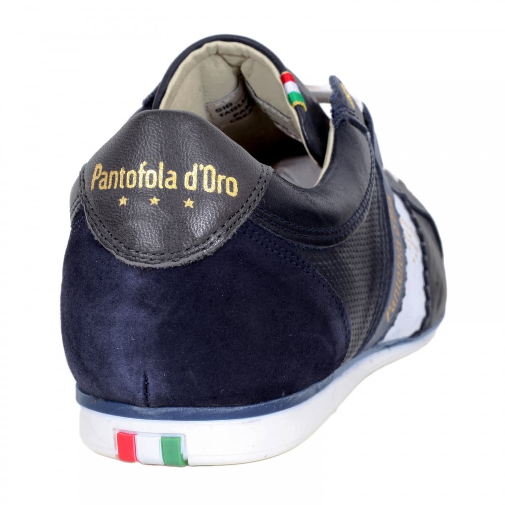 Hand Crafted Mens Low Trainers in Dress Blues 3510037 with Contrasting White Lace