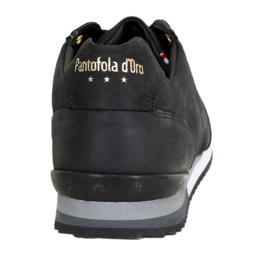 Hand Crafted 3510056 Mens Teramo Uni Low Trainers in Black Leather with Black Lace