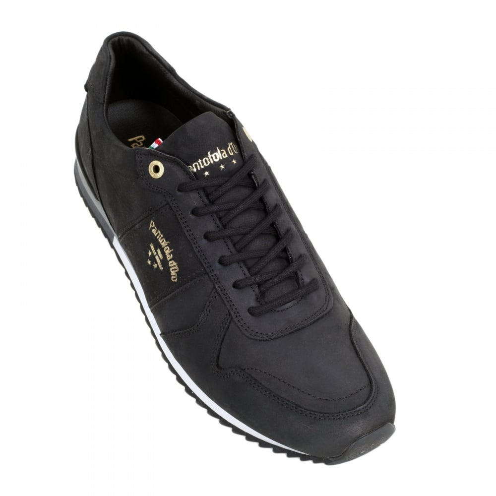 Hand Crafted 3510056 Mens Teramo Uni Low Trainers in Black Leather with Black Lace